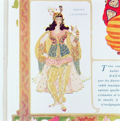 Zobeide, the favourite concubine and leader of the harem of Shariar, costume design for Diaghilev